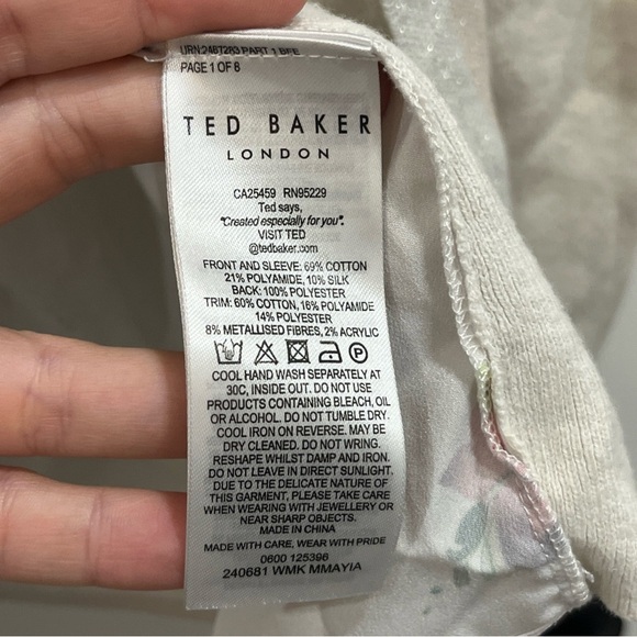 Ted Baker Women’s Miyyaa Decadence Woven Open Front Cardigan Cream Floral Size 1 - Picture 9 of 10